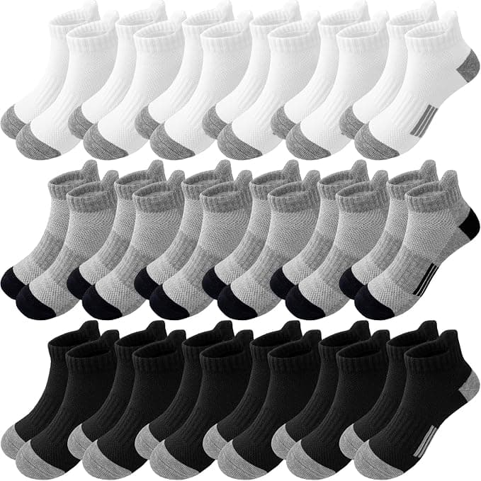 Bemeol Girls Athletic Ankle Socks, 12 Pairs